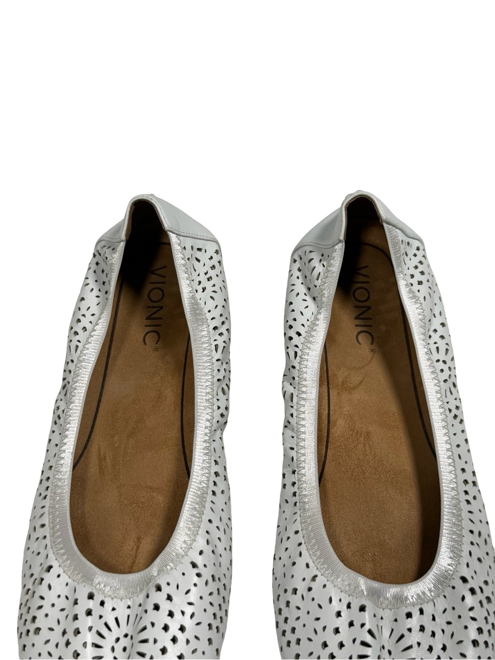 Vionic Robyn White Leather Perforated Ballet Flats Womens Sz 9 Orthotic Shoes - Picture 8 of 11